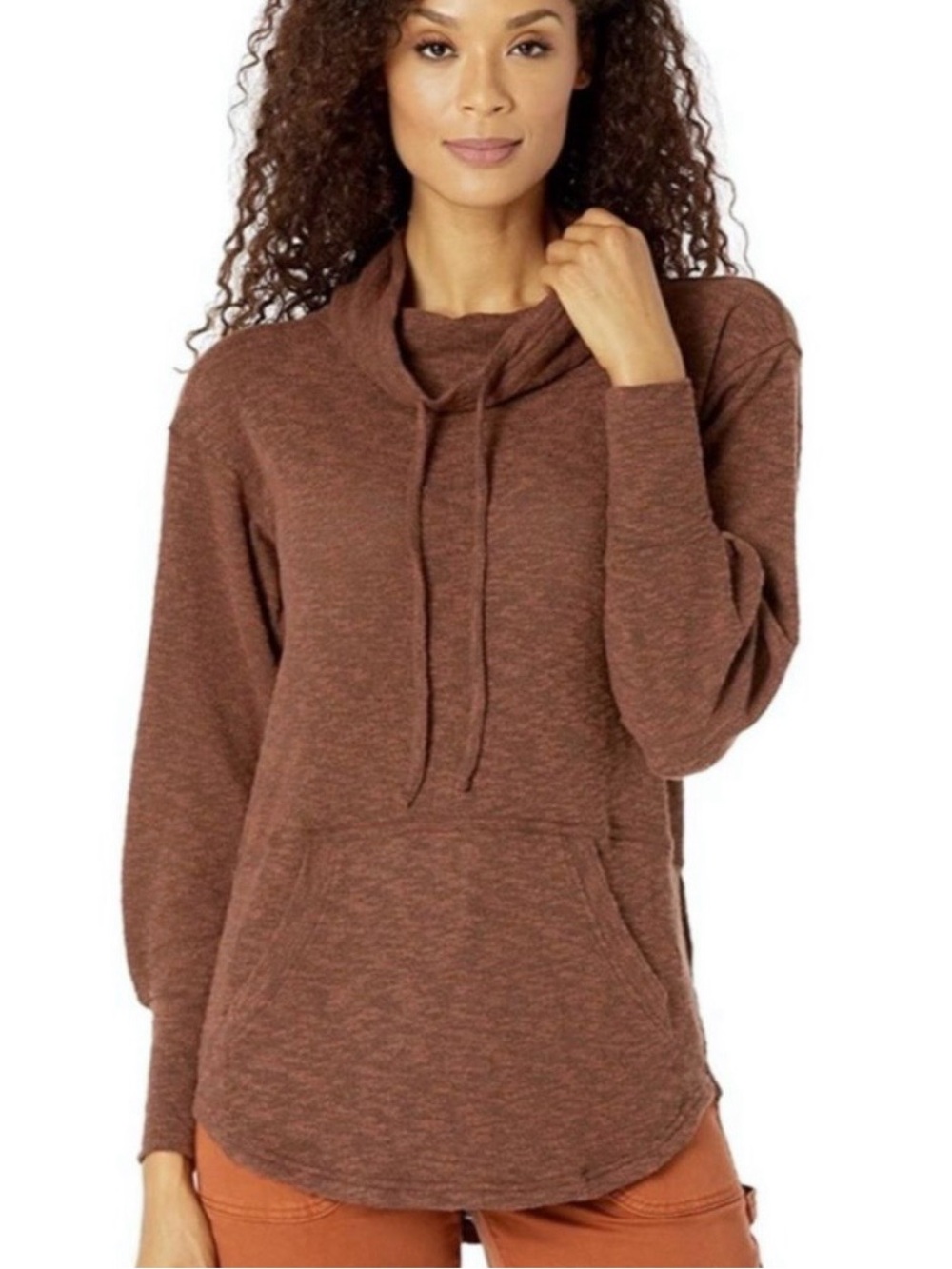 Prana Women's Frieda Top Cowl Neck Hoodie Sienna Brown Small Activewear
